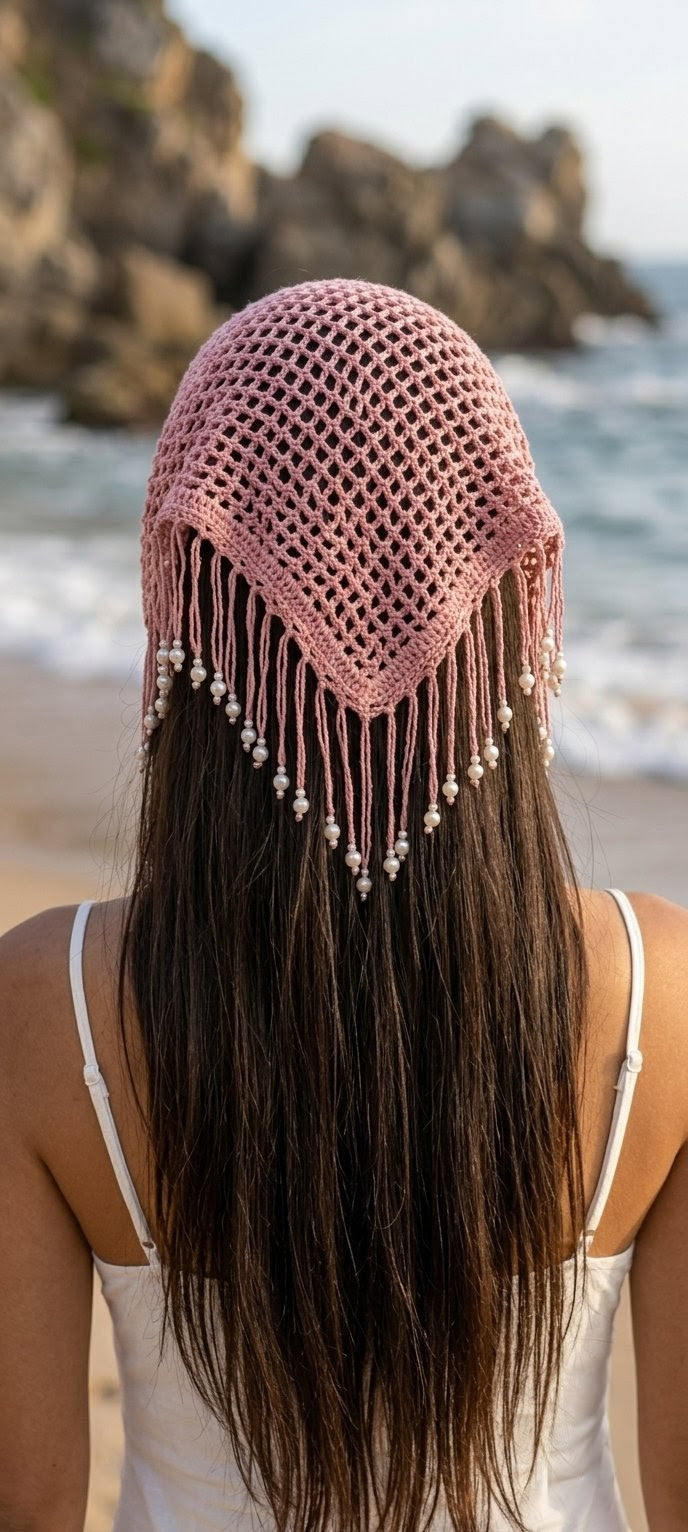 Headscarf crochet perles — Fait main