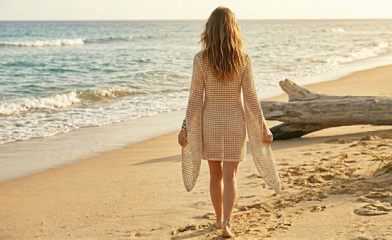 Robe crochet manches papillon