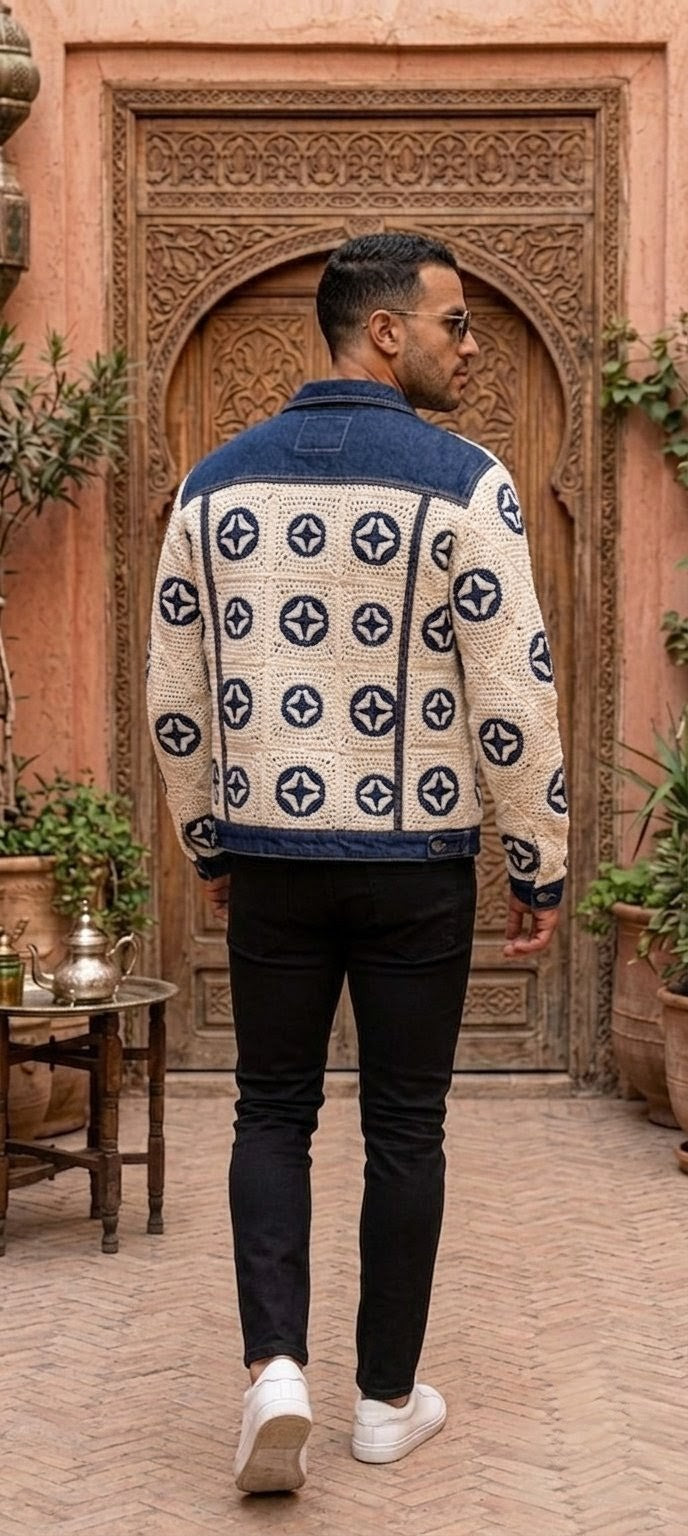 Jacket crochet & denim