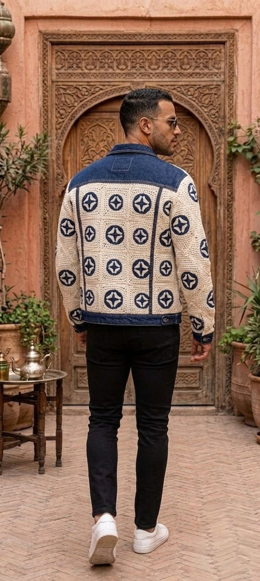 Jacket crochet & denim