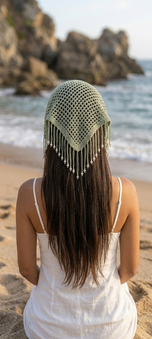 Headscarf crochet perles — Fait main