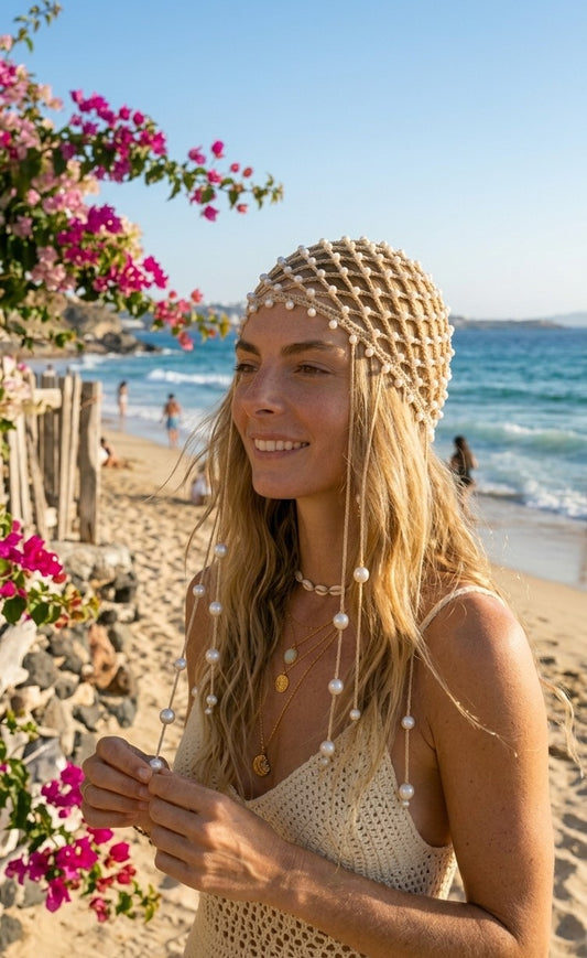 Bonnet crochet perles — Sable & Mer