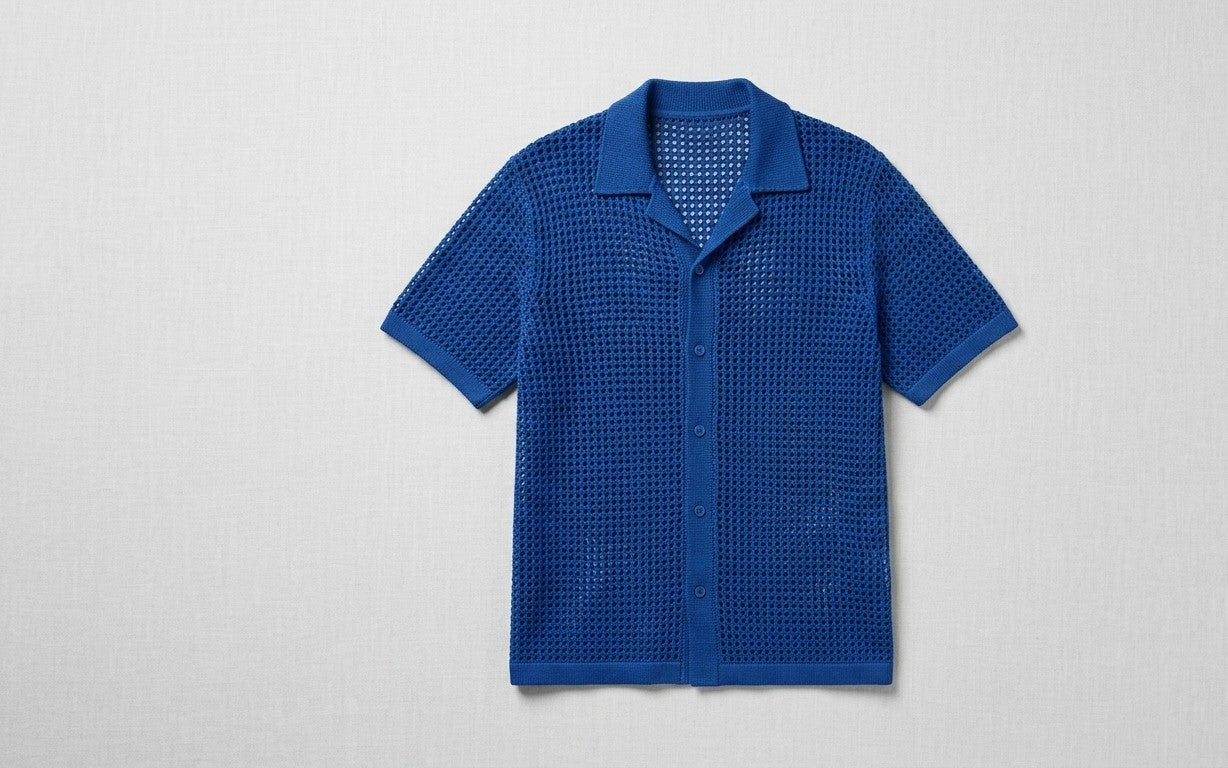 T-shirt crochet — Bleu Santorin