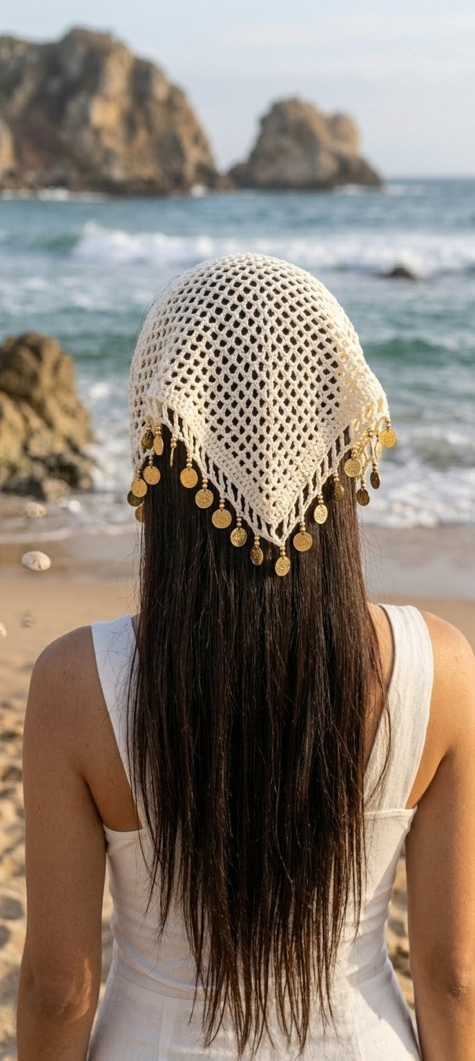 Headscarf crochet pièces dorées